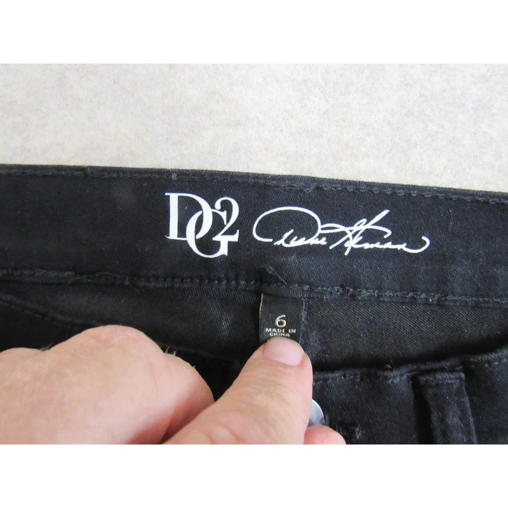 DG2 Diane Gilman Virtual Stretch‎ Straight Leg Jeans Black Womens Size 6 NWT